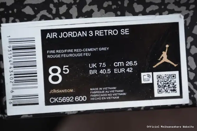 Official Maikesneakers CK5692-600 Air Cement Jordan 3 Red 0419